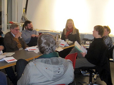 v.l.n.r. Dr. Eberhard von Einem, Dr. Claus Michelsen, Theresa Keilhacker, Katalin Gennburg, Katrin Schmidberger. Harte wohnungspolitische Nüsse für rot-rot-grün in Berlin, Round Table Talk