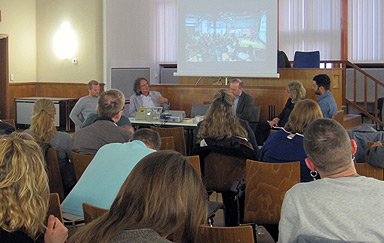 Stadtlabor 2050, 9.04.19, Panel: v.l.n.r. Matthias Einhoff, KUNSTrePUBLIK e.V., ZK/U Berlin; Oliver Schruoffeneger, Bezirksstadtrat Charlottenburg Wilmersdorf; Eike Richter, Vorsitzender des Landesverband Bund Deutscher Landschaftsarchitekten (bdla); Claudia Reich-Schilcher, Senatsverwaltung für Stadtentwicklung und Wohnen; Yasser Almaamoun, www.plattformnachwuchsarchitekten.de